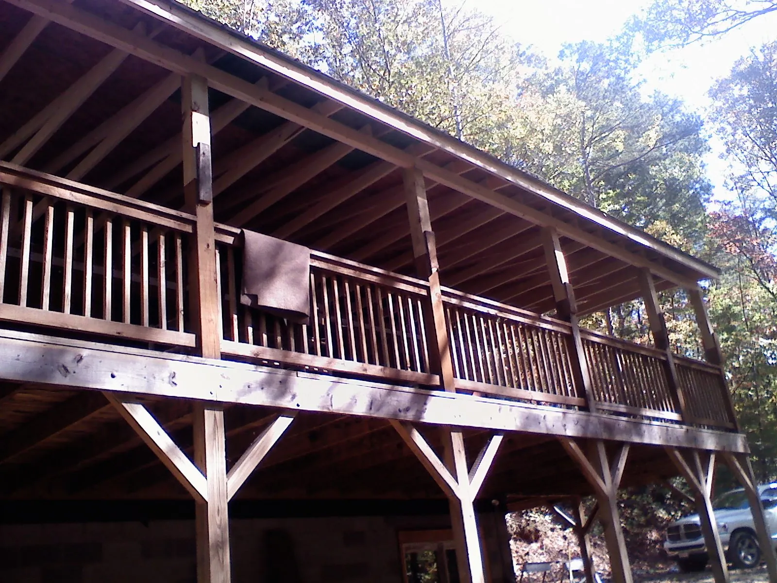 Timber framing under a new elevated porch and deck — Roof Leak Repair in Irvine by Roofing Brothers